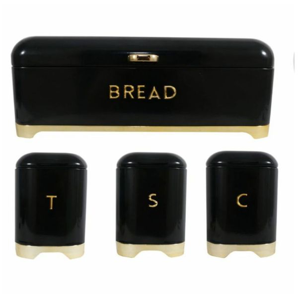 Bread Bin with 3 Piece Matching Canister Set