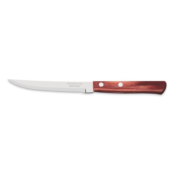 Tramontina Dishwasher Safe 5" (13cm) Steak Knife with Red Wooden Handle