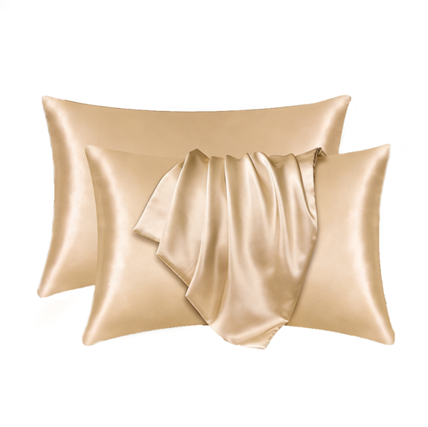 Simulated Silk Pillowcase Solid Color Envelope Pillowcase - Champagne Color