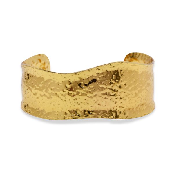 Lily &amp; Rose Waterproof Hammered Wave Cuff Stainless Steel Bangle