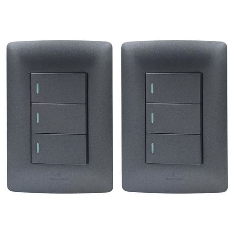 Hello Today Metallic Black 3 Lever 1 Way Light Switch - 2 Pack Image