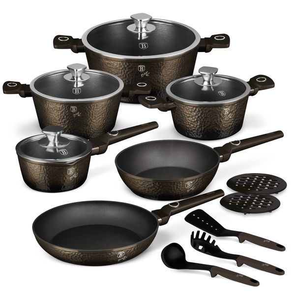 Berlinger Haus 15-Piece Non Stick Titan Pro Coating Cookware Set - Primal