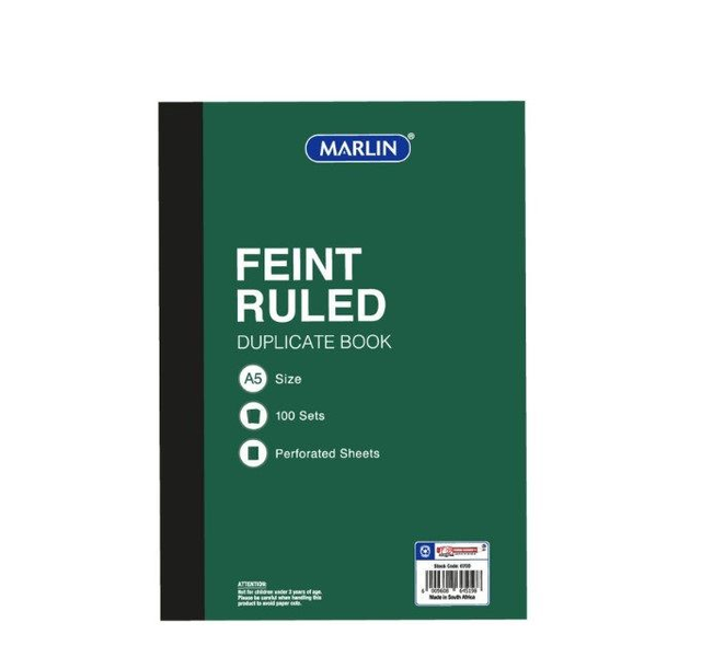 Marlin - A5 Feint Ruled Duplicate Books (Pack Of 5)