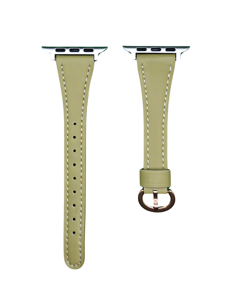 Slim Feminine Faux Leather Strap Compatible with Apple Watch 42/44/45/49mm- Green