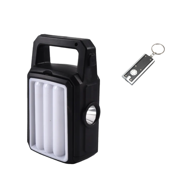 3-in-1 Solar &amp; USB Powered Light with Power Bank &amp; Keyring Torch - 2 Pack