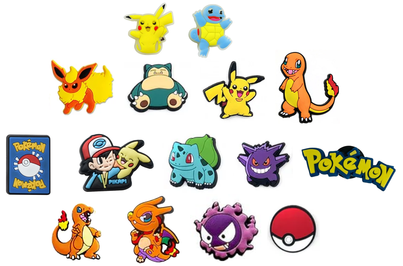 Pokemon Themed Shoe Charms - 15 Pieces