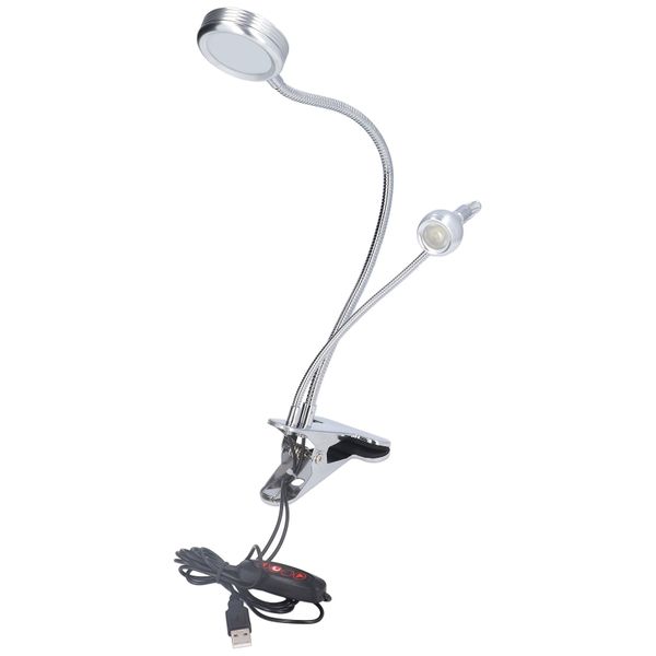 10-Gear Clip Desk Lamp - Double Head Reading Light