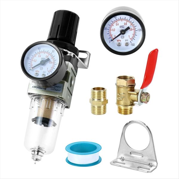 1/4 Inch Air Compressor Filter Regulator Combo Compatible with None