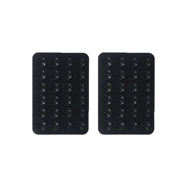 2Pcs Square Silicone Suction Cup Adhesive Phone Sticker - Black