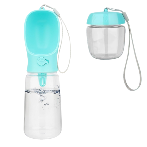 Dog Water Bottle, 2-in-1 Portable Pet Water Bottle, 550 ml, Blue