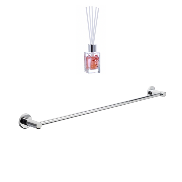 Stainless Steel Single Towel Rail - 60cm + 30ml Reed Aroma Diffuser