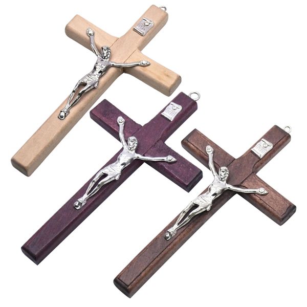 Home Gift Religious Handmade Wooden Prayer Crucifix Ornament - Set of 3 (12cm)