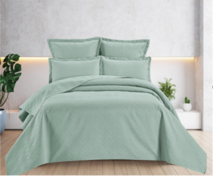 Monte Carlo 5 Piece Hotel Collection Embossed Quilt Set Light Green