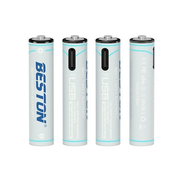 Beston 1.5V 400mAh AAA Rechargeable Lithium-Ion Batteries (Pack of 4)