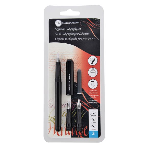 Beginner's Calligraphy Set Black 6 Piece Left Handed