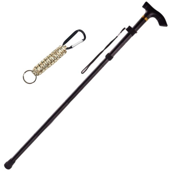 Camping Foldable Portable Hiking Walking Stick With Military Carabiner Clip