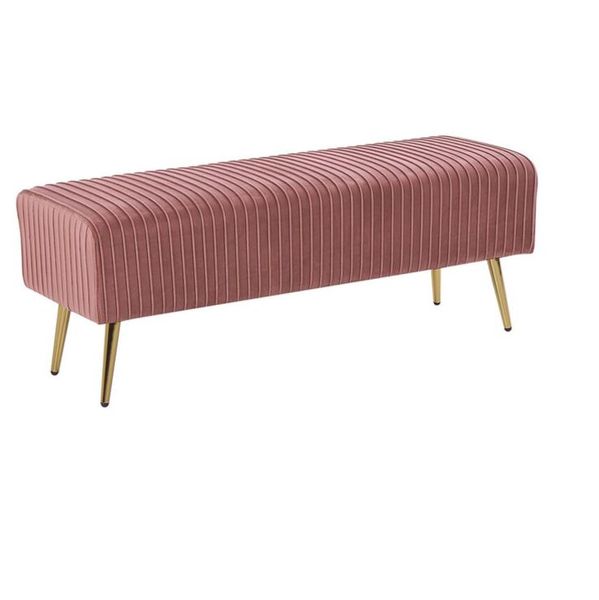Vunene Velvet Upholstered Seating Bench - Blush Pink