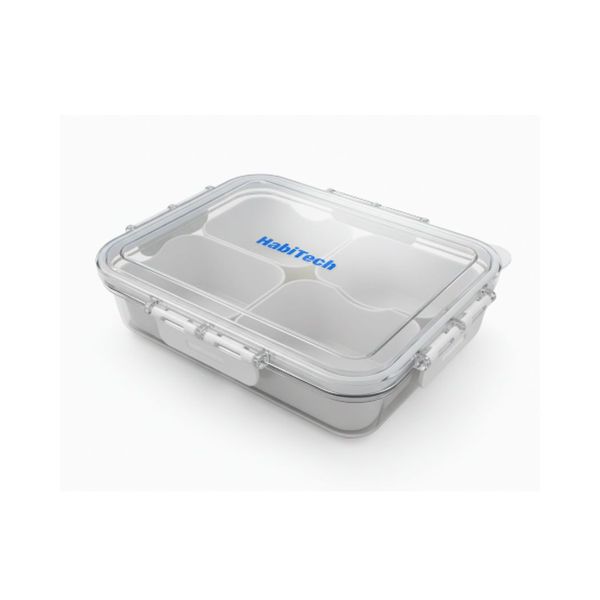 Snackle Box 4 Divided Serving Tray with Lid &amp; Handle Clear Organiser