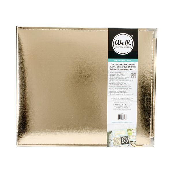 We R Classic Leather D-Ring Album 12X12 Gold