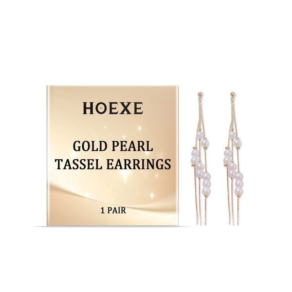 Drop &amp; Dangle Earrings-Golden Pearl Tassel Earrings