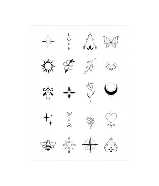 1 Piece - Mystic Symbols Mini Temporary Tattoo Set - Black