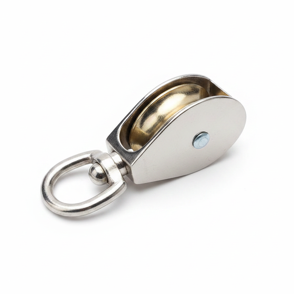 Krafft 40mm Nickel-Plated Single Swivel Pulley with 5mm Hole