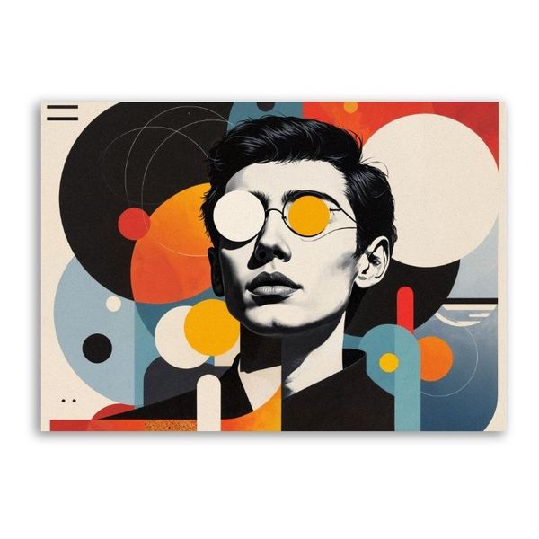 Abstract Man with Glasses Canvas Abstract Wall Art