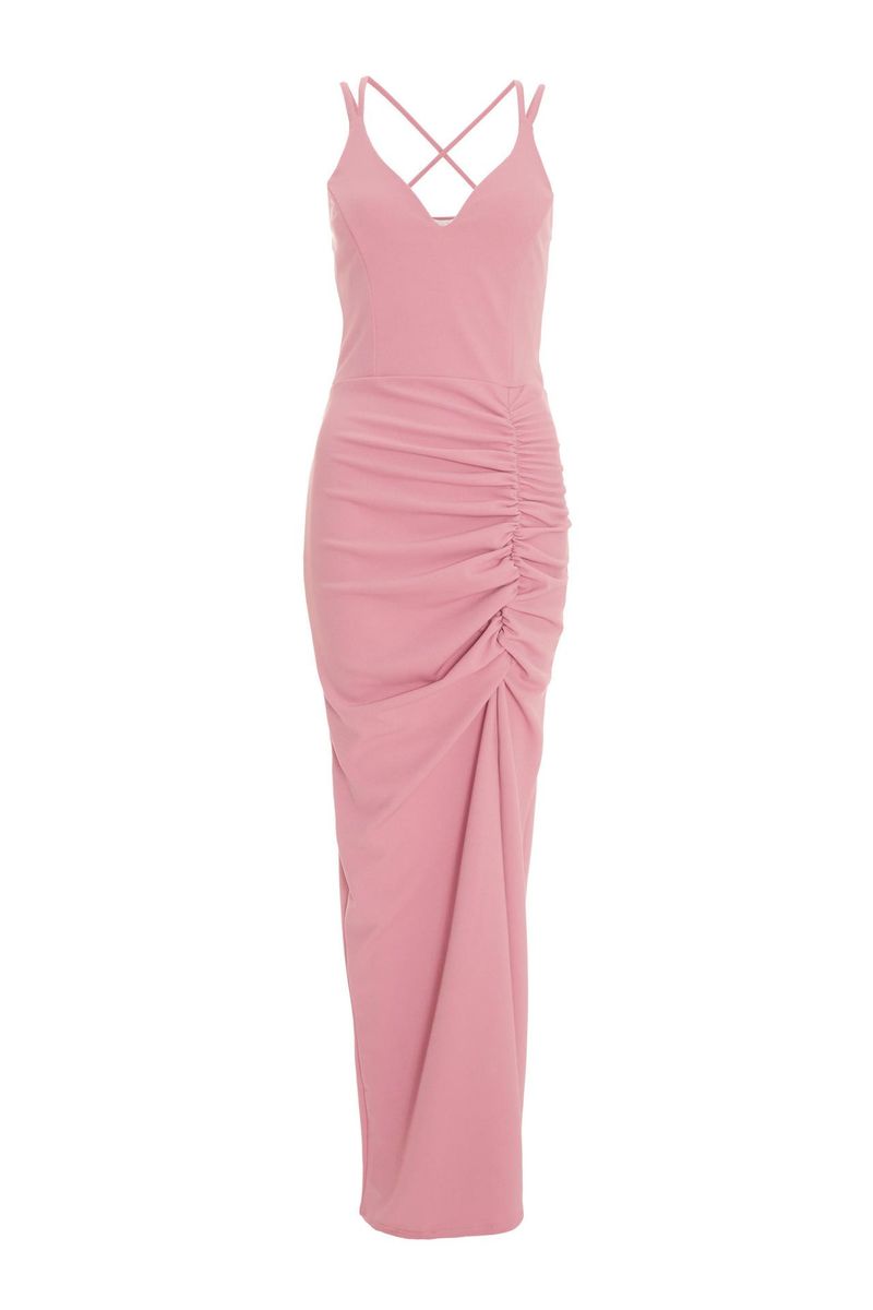 Quiz Ladies - Pink Ruched Maxi Dress | Shop Today. Get it Tomorrow ...