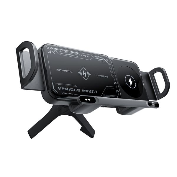 2-in-1 Wireless Car Charger and Auto Rotating Phone Holder