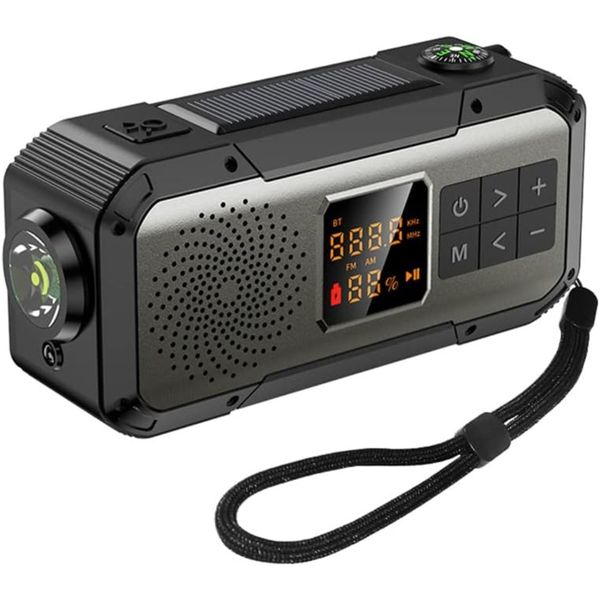 Generic Hand Crank Weather Radio AM FM Bluetooth Speaker With Solar Power