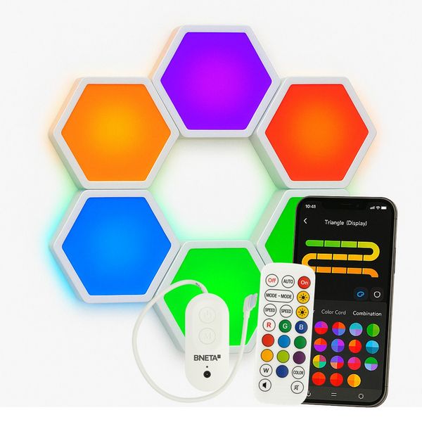 BNETA Smart Hexagon Wall Light ST70 WiFi RGB Panels wit Timer &amp; Scene Modes
