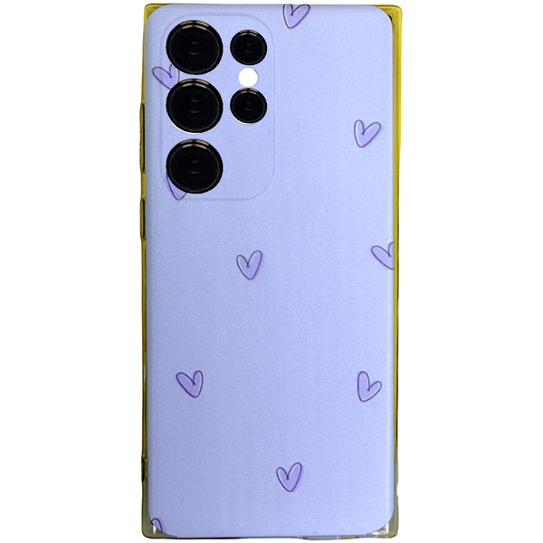 Light Purple Phone Case with Tiny Purple Hearts for Samsung S23 Ultra