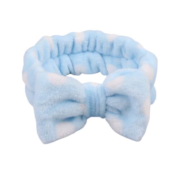 Polkadot HeadBand Soft Fleece Makeup Cosmetic Shower Protection Bowknot