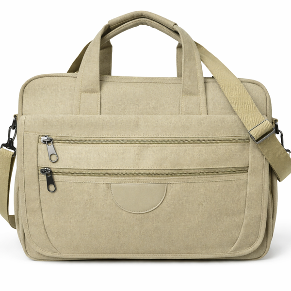 Canvas Utility Shoulder Briefcase Bag with Strap - Travel Work Organizer