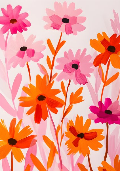 Abstract Pink Flowers image