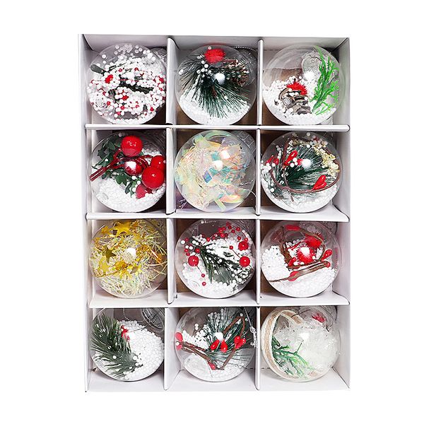 12-Piece 6cm Clear Christmas Ornaments for Tree &amp; Party