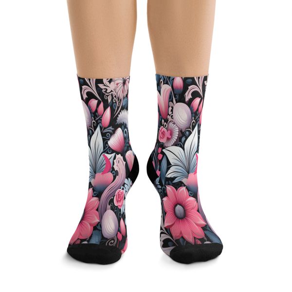Pink &amp; Purple Floral Funky Socks