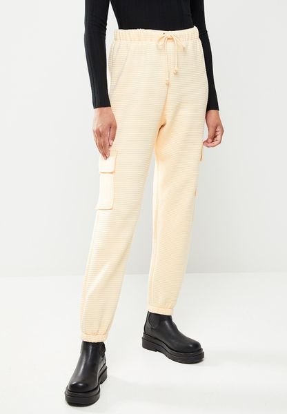 Women's Missguided 90s Jogger Ribbed Utility Pocket - Stone