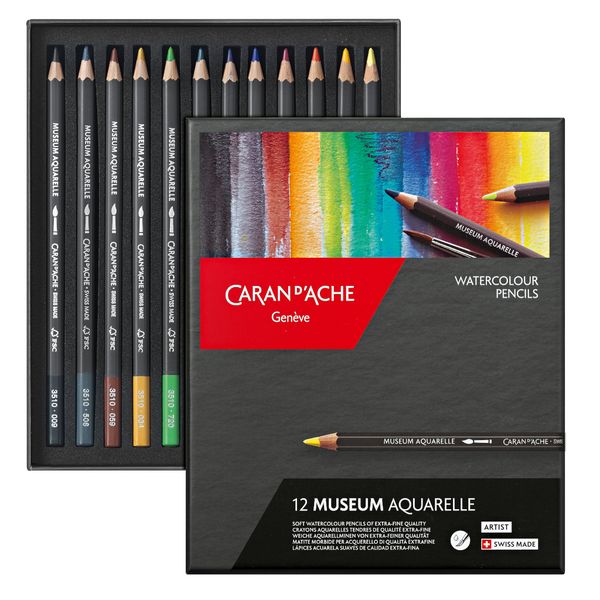 Caran D'Ache Museum Aquarelle coloured pencils, 12 pencil set