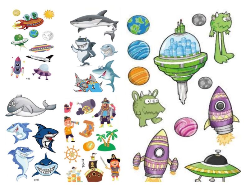 Kids Tattoos Cartoon Range - Boys Gems
