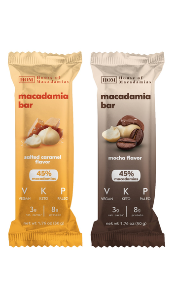 Macadamia Bar - 50g - Salted Caramel &amp; Mocha - Combo - 6 Pack
