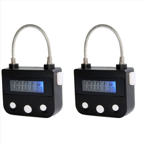 Metal Timer Lock Usb Lcd Display Multi-Function Padlock Black