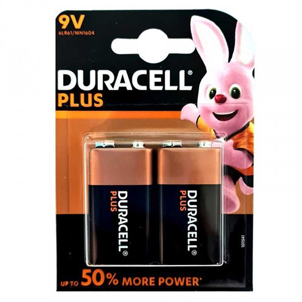 Duracell Plus 9V Alkaline - 2 Pack