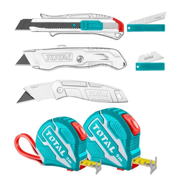 Total Tools 7pcs Measuring Tape and Utility Knife Set