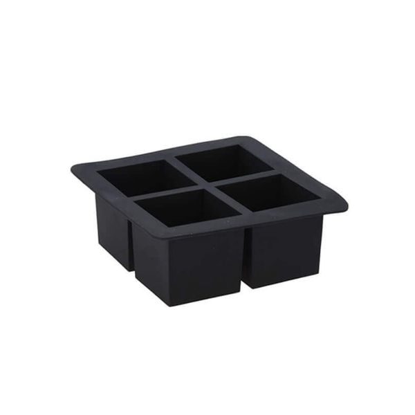 Easy Pop Silicone Square Ice Cube Tray - 4 Cubes - Black (16x16x6cm)
