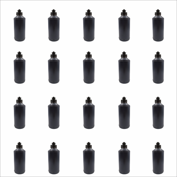 20 x 500ml Reusable Sports Water Bottles - Black HDPE, Push-Pull Lids