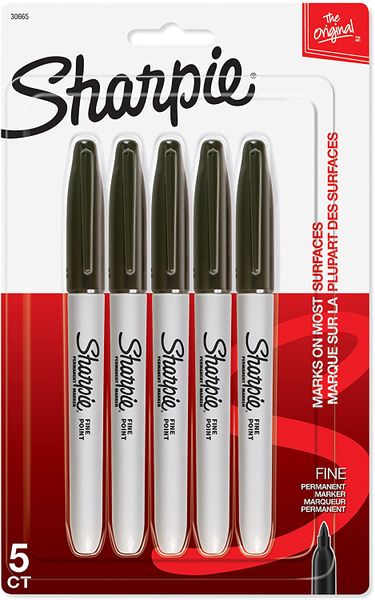 Sharpie Permanent Marker Fine Point Black Pack of 5