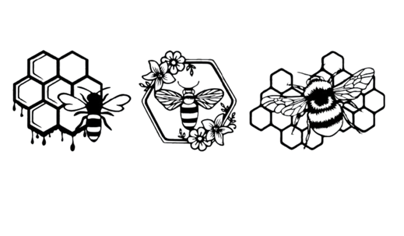 Bee Honey Wall Art - Wood - Black