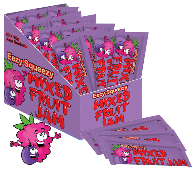Eezy Squeezy Mixed Fruit Jam Sachets - 20 x 15g Sachets