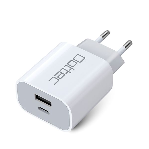 Dottec 2-Port 20W Ultra-Fast Charger | USB-C + USB-A | Power Adapter